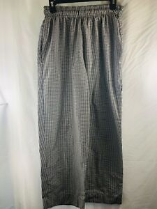 CHEFWORKS Black White Small Checkered Cooking Chef Pants With Pockets.