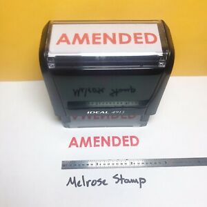 Amended Rubber Stamp Red Ink Self Inking Ideal 4913