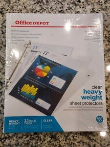 Office Depot Clear Heavy Weight Sheet Protectors (100 Counts)