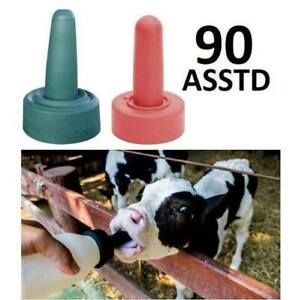 90 PIECES CALF MILK BOTTLE NIPPLES  -SNAP ON RUBBER TEAT DAIRY COW