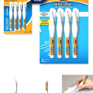 BIC Wite-Out Shake &#039;n Squeeze Correction Pen, 8 ml, White, 4/Pack (WOSQPP418)