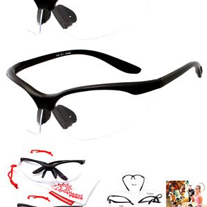 2 Pair Safety Glasses ANSI Z87 Impact Resistant Non-Slip Wrap Around Clear Le...