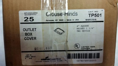 CROUSE-HINDS TP501 4&#034; SQUARE BOX COVERS 1-1/4&#034; RAISED (BOX OF 20) ***NIB***