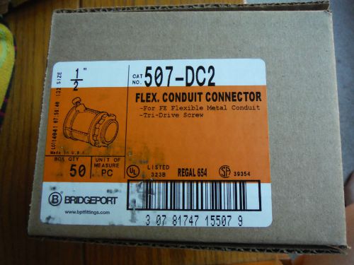 1/2&#034; Flexible Straight Conduit Connectors  Box of 50   NEW