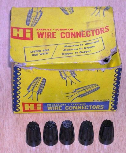 Lot of 56 Hi-6 Wire Connectors, Bakelite, Screw-On, Black