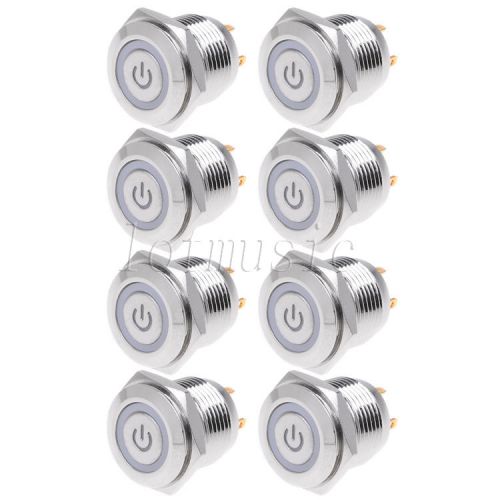 8pcs 16mm 12v momentary red led power switch symbol push button for sale