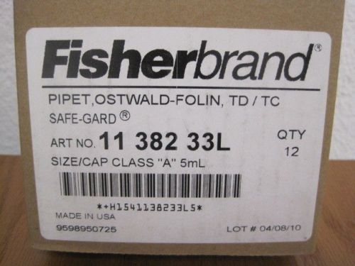 12 Dual Purpose Oswald Pipet  Fisher Scientific 11-382-33 L Accuracy 0.01mL