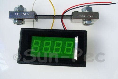 1 pc x 50a green digital led amp panel meter dc with shunt 3-1/2 5v dc for sale