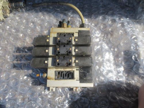 TECNO WASINO LG-6 CNC LATHE SET OF 3 SMC SOLENOID VALVE VFS2200 &amp; MANIFOLD