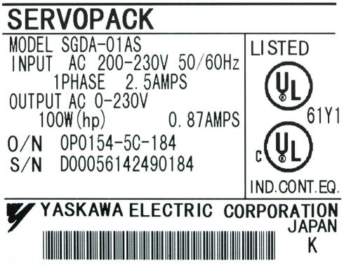 Yaskawa drives-ac servo sgda-01as [pz4] for sale