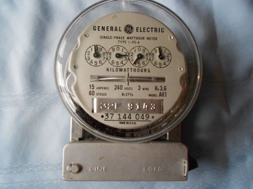 General Electric-Electric Meter, 15 Amps, 240 Volts, #3 Wire,60 Cycle,Type 155A
