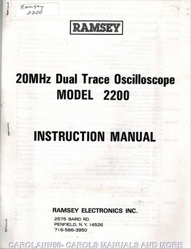 Ramsey manual 2200 dual trace oscilloscope 20 mhz - copy for sale