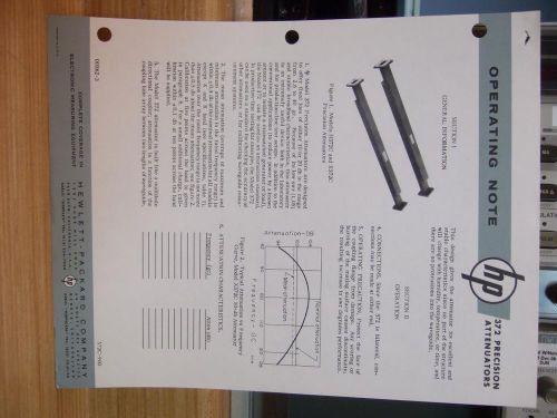 HP 372 Waveguide Precision Attenuators Operating note