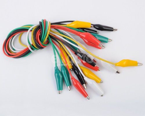 Double-ended test leads 5 color 50cm 10 jumper wires alligator crocodile roach c for sale