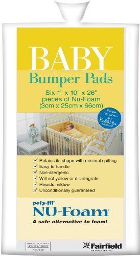 Fairfield nu-foam baby bumper pads  1-inch by 10-inch by 26-inch  white  6 pads for sale