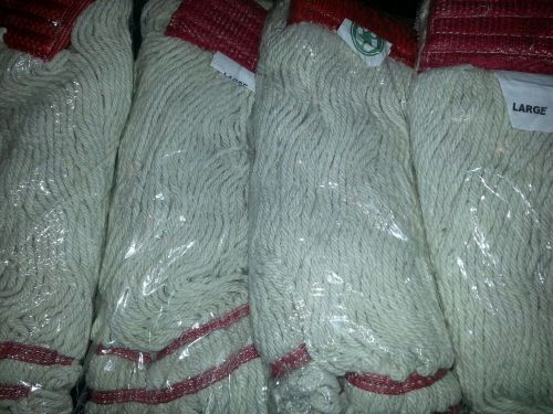 Lot of 4 New Red Looped Wet Mop, Wide Band, Large