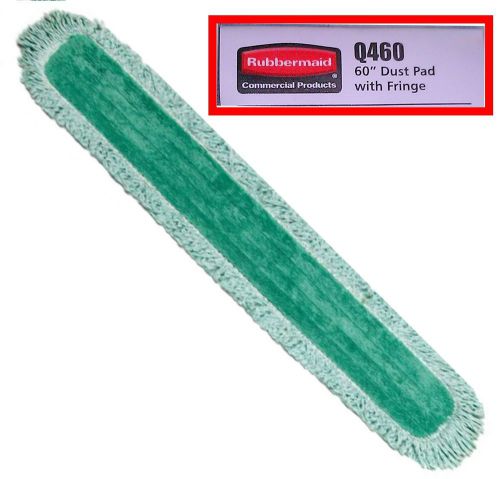 60&#034; q460 microfiber rubbermaid dust mop head refill fringe hygen green velcro for sale