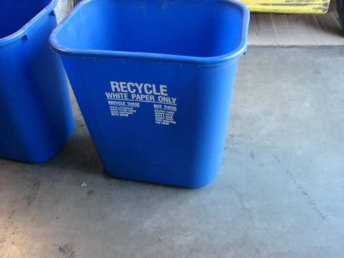 Rubbermaid 2956 blue recycle whte paper waste basket 6 pcs