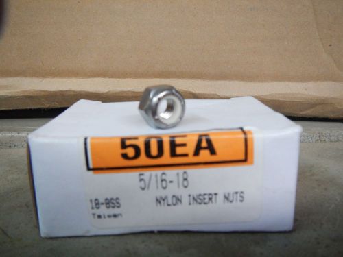5/16 - 18 hex machine screw nylon insert nut 18-8 stainless steel 50 qty
