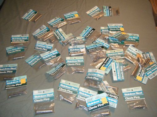 Lot of stainless steel clevis pins variety 45 sealed packages 65 pins total $20 for sale