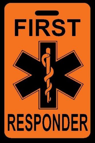 Orange first responder luggage/gear bag tag - free personalization - new for sale
