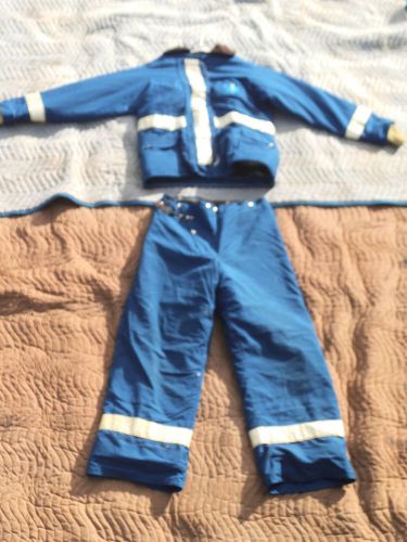 Fyrepel blue emt ems safety turnout suit 40 jacket &amp; 36 x 30 pants *surplus* for sale