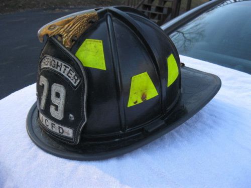 Morning pride firefighter fireman helmet face shield  eagle &amp; leather patch 2002 for sale