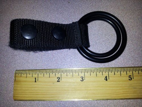Police belt double ring baton/flashlight holder size  c/d black nylon snaps for sale