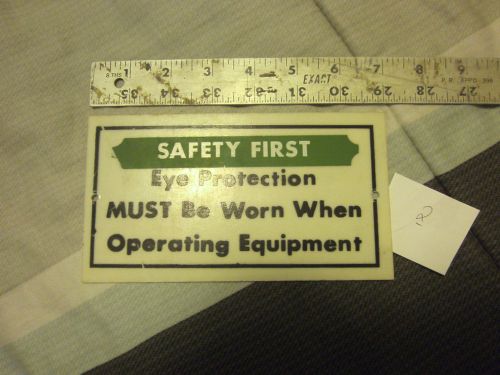 Vintage safety sign eye protection required for sale
