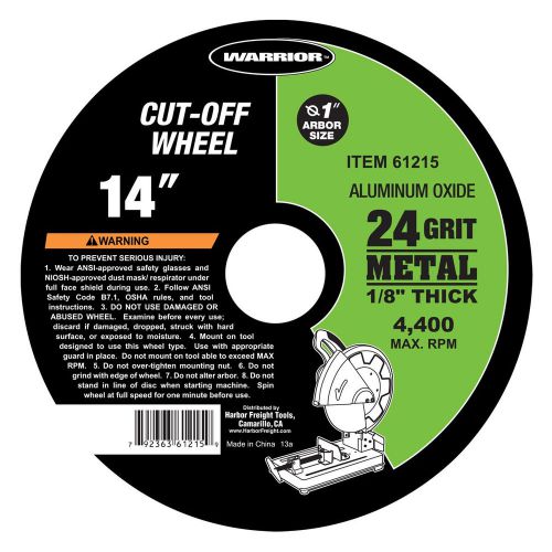 14&#034; 24 Grit Metal Cut-off Whee,l 1&#034; Arbor, 4400 RPM Max, Aluminum Oxide Abrasive
