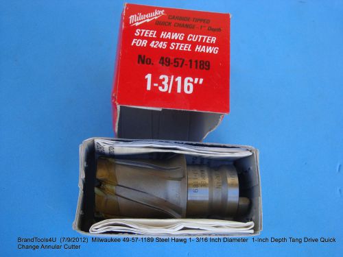Milwaukee 49-57-1189 steel hawg 1-3/16&#034; tang drive quick change annular cutter for sale
