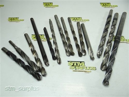 ASSORTED LOT OF 14 HSS TWIST DRILLS 7/16&#034; TO 9/16&#034; NATIONAL