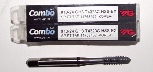 3pc 10-24 YG1 Combo Tap Spiral Point Taps for Multi-Purpose Coated