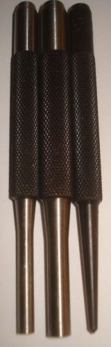 3 PC STARRETT PUNCHES 2 PIN PUNCH, 1 CENTER PUNCH KNURLED HANDLES USA