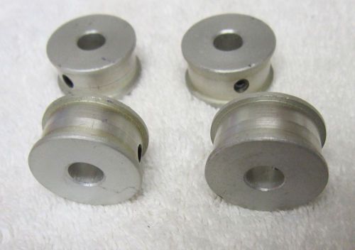 (4) 15/16&#034; aluminum drive flat belt pulleys-3/8&#034; wide with a 5/16&#034; center for sale