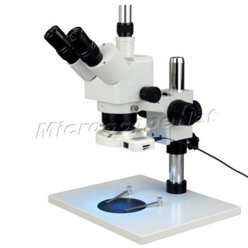 Stereo microscope trinocular zoom 5x-80x+0.5x auxiliary lens+56 led ring light for sale