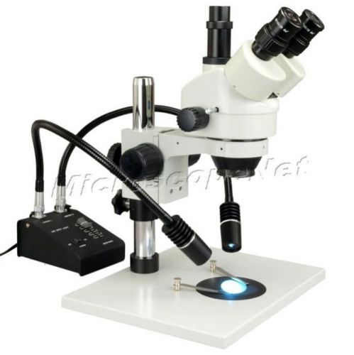 7x-45x zoom trinocular stereo microscope+6w dual gooseneck led light+table stand for sale