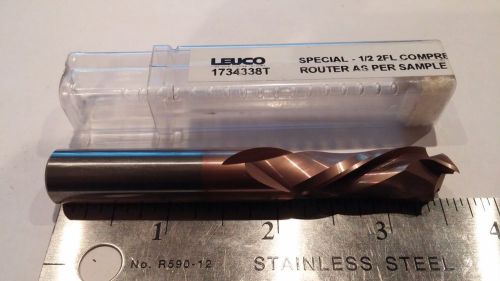 Leuco 1/2&#034; Solid Carbide 2FL Double Comp Spiral Router Bit 1734338T Made in USA