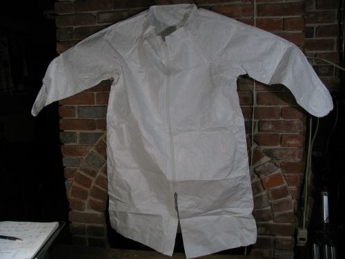 (ten) size 3x large tyvek isoclean lab/shop coat,frock. white zip front. for sale