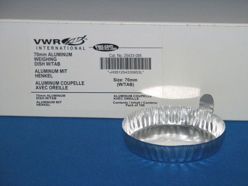 100 VWR 70mm Disposable Aluminum Crinkle Dishes with Tabs # 25433-085