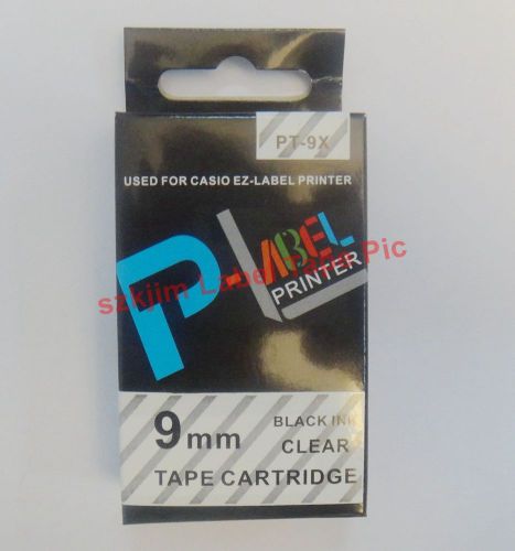 Compatible casio xr-9x black on clear 9mm 8m label tape kl-60sr kl-60 xr-9x1 for sale