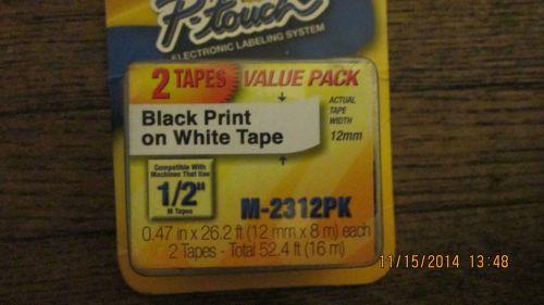 2Pk Genuine Brother P-Touch M-231 Label Tapes - Fit Machines Using 1/2&#034; M Tapes