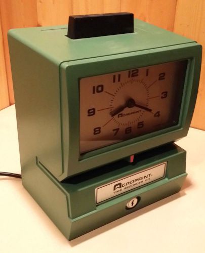 Acroprint Time Punch Clock 125 Employee Recorder Model 125NR4 w/ key and manual