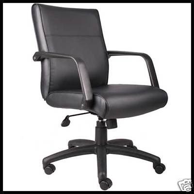 CONFERENCE CHAIRS Office Room Black Leather Mid Back