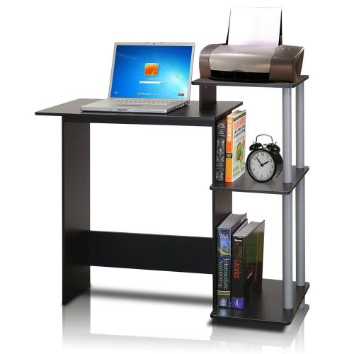 Efficient Computer Desk, Black Grey Home Office Wood Table Storage Furniture