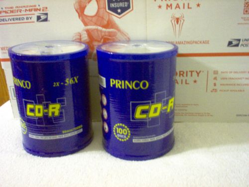 LOT OF TWO 100 PACKS (200) OF PRINCO CD-R 2X 56X DISCS