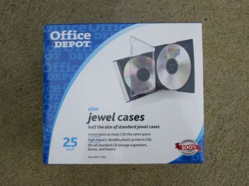 25 Office Depot CD Slim Jewel Cases Item 271-952. New In Shrink Wrap