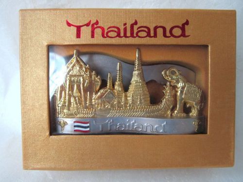 AMAZING THAI CARD PLACE HOLDERS GOLD &amp; SILVER ALUMINUM SIGHTSEEING SOUVENIR GIFT