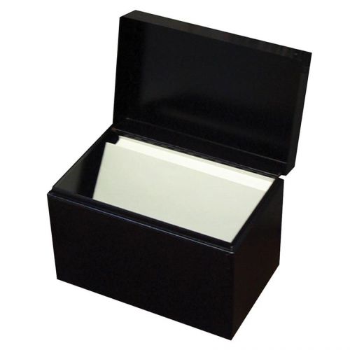 Buddy hinged cover card file box - steel - 1 each - black (bdy4464) for sale