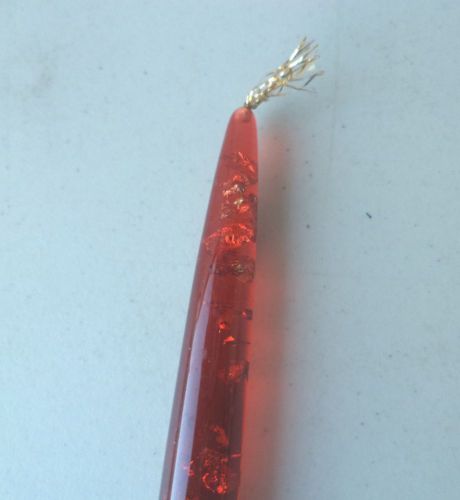 Vintage Red Lucite Acrylic Gold Fleck Flake Candle